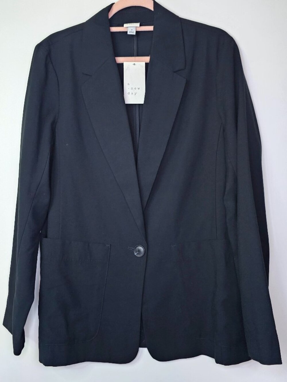 NWT! A New Day Relaxed Rayon Blend One-Button Blazer M Black
